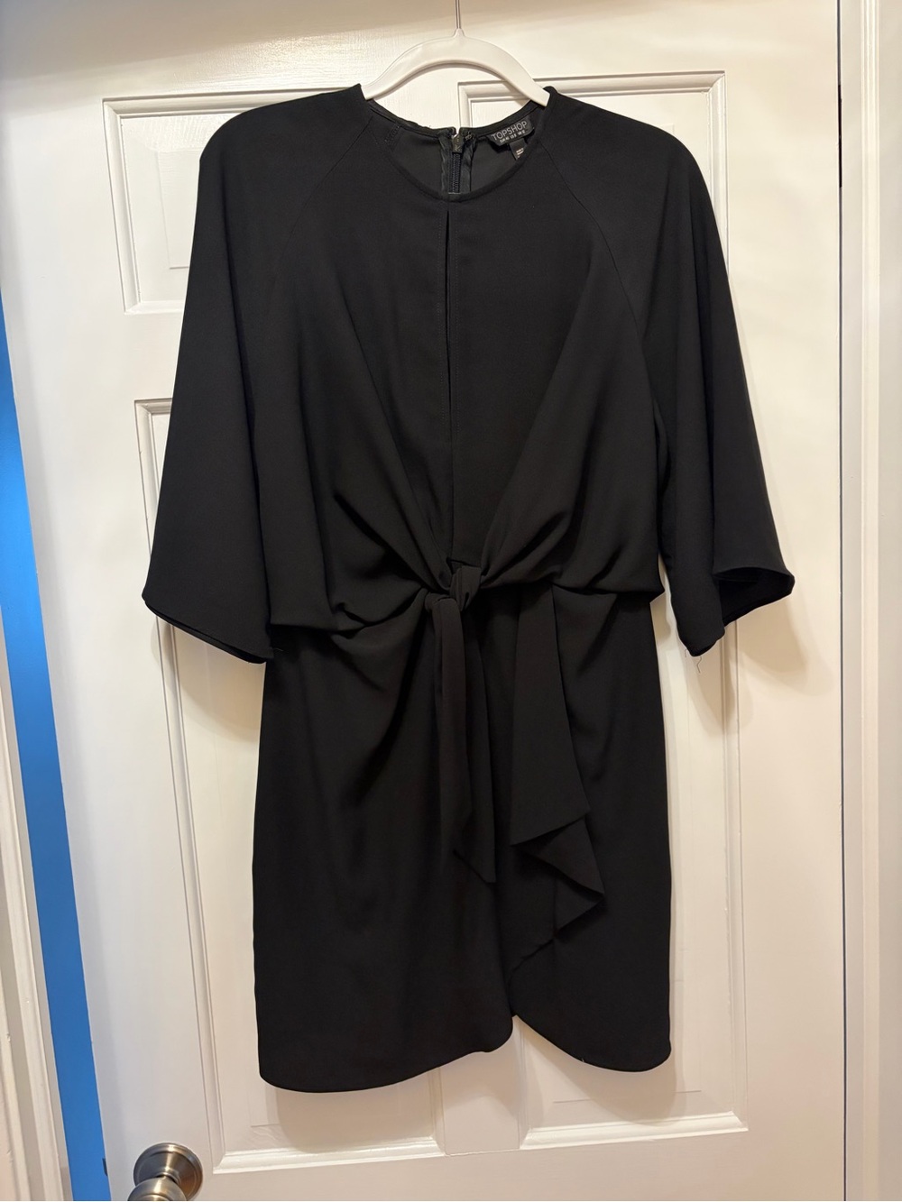 Topshop Black Tie-Front Mini Dress